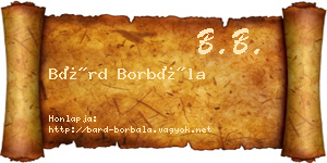 Bárd Borbála névjegykártya